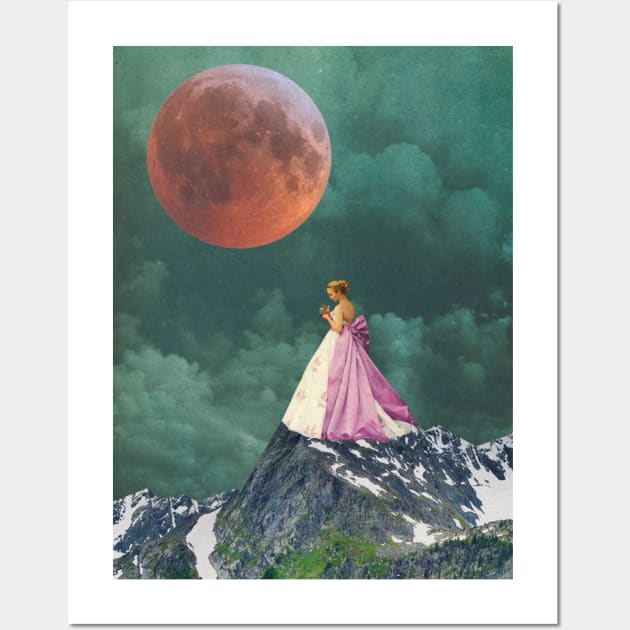 Under the Moon - Vintage Inspired Collage Illustration Wall Art by beakbubble